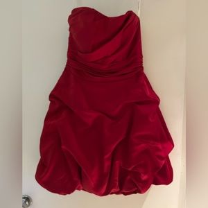 David’s Bridal candy Apple Red short bridesmaid dress